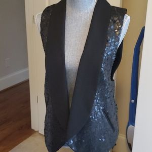nwt women's xs Michael Kors black sequined vest